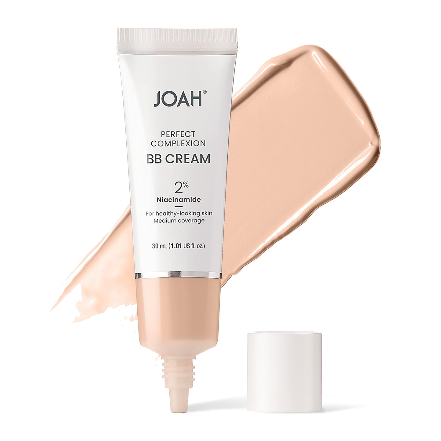 JOAH Beauty Perfect Complexion BB Cream with Hyaluronic Acid and Niaciminade, Korean Makeup with Medium Buildable Coverage, Evens Skin Tone, Lightweight, Semi Matte Finish, Fair with Cool Undertones