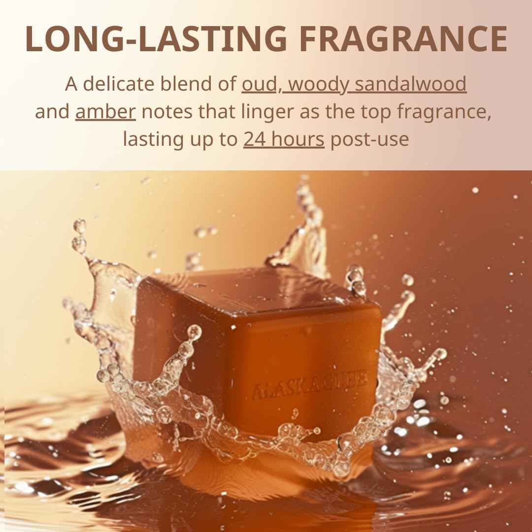 Alaskacube Shower Bar Body Bath Soap (Set of 2) Cleanser Cooling Refreshing Effect Rich Foam Body Wash Shampoo Deodorant for Face and Body Menthol Mint Sandalwood Woody for men and women