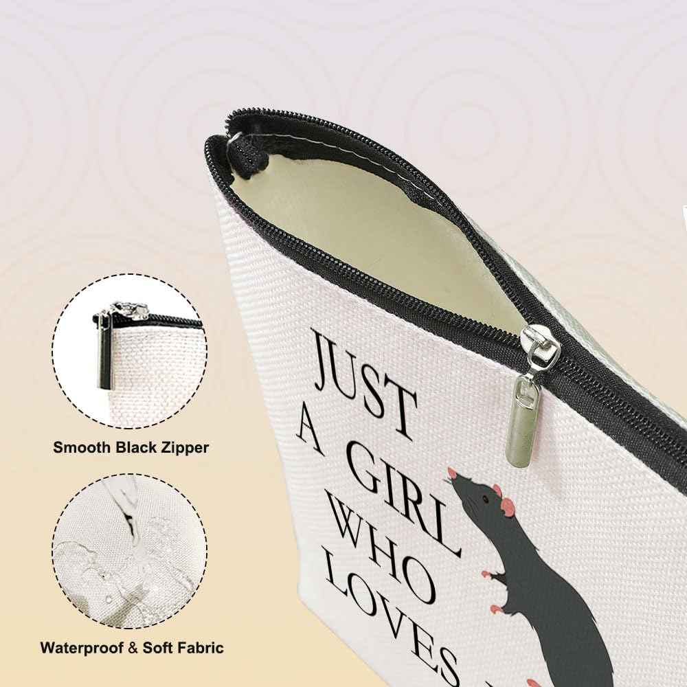 VICBOU Cute Rat Makeup Bag Rat Gifts for Women Girls Rats Decor Stuff Merch for Animal Lovers Funny Christmas Birthday Gift for Teens Best Friend Daughter BFF Sister Bestie Cosmetic Bag