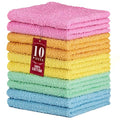 Cotton Washcloths 12x12 in, 10 Pack, Assorted Colors