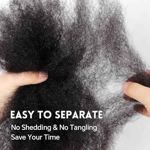 Afro Kinkys Bulk Human Hair -100% Real Human Hair for Mini Twist, Braiding, Loc Extensions & Crochet, Kinky Curly Hair Bundles, Natural Afro Bulk for Dreadlocks(1B, 22 Inch(Pack of 1))