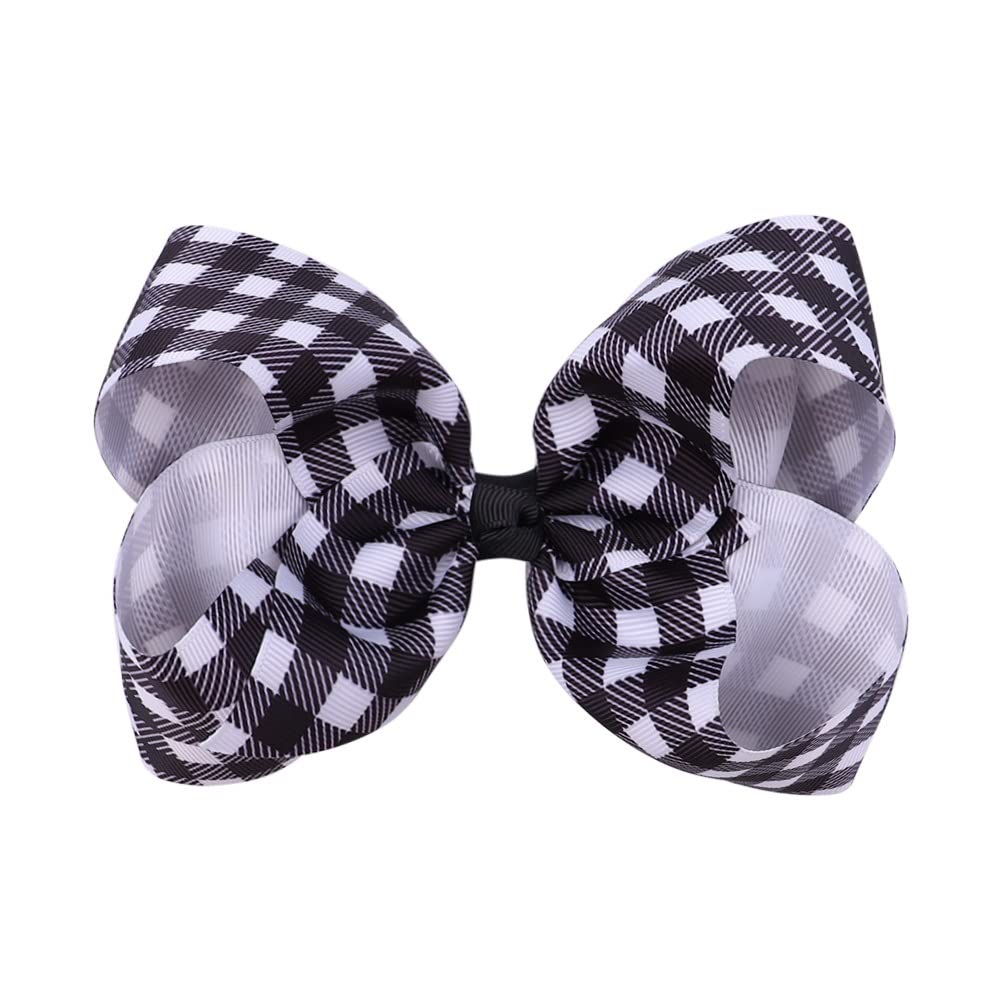 Checkered Plaid Hair Bow Clip Checkered Hair Barrettes Clips Buffalo Plaid Hair Bow Pin BBG71 (2 Pcs-G)