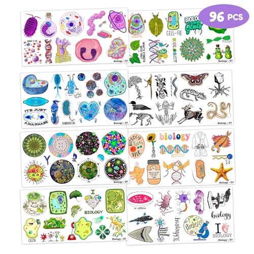 96 PCS Biology Temporary Tattoos - Science Cell Lab Party Favors