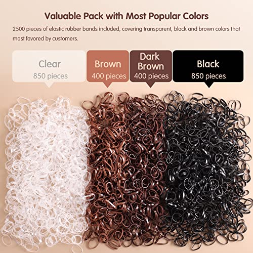 Funtopia Mini Hair Ties 2500Pcs Soft Rubber Bands with Organizer Box