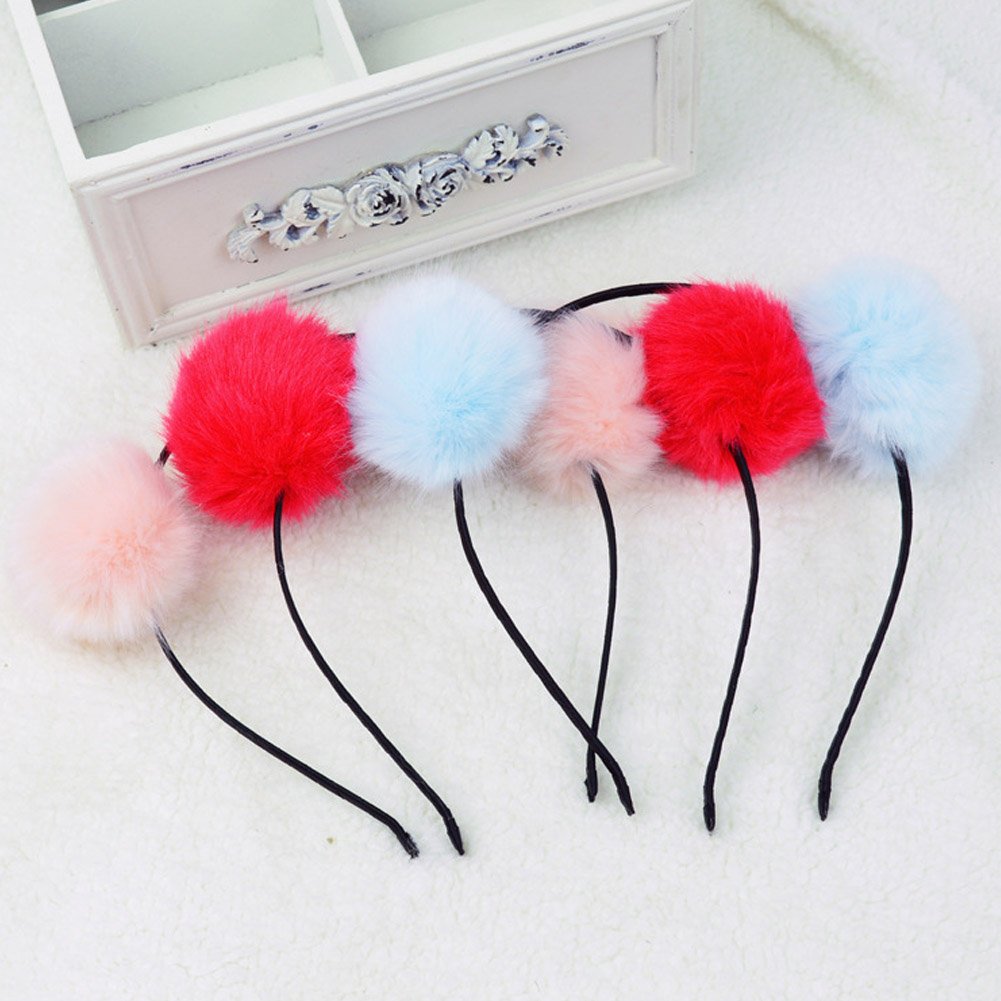 BAOPLAYKIDS BAOBAO Faux Fluffy Rabbit Fur Ball Cat Ears Panda Hair Hoop Headband Xmas Party Cosplay