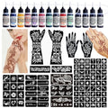 14-Color Temporary Tattoo Ink Kit with 95 Stencils
