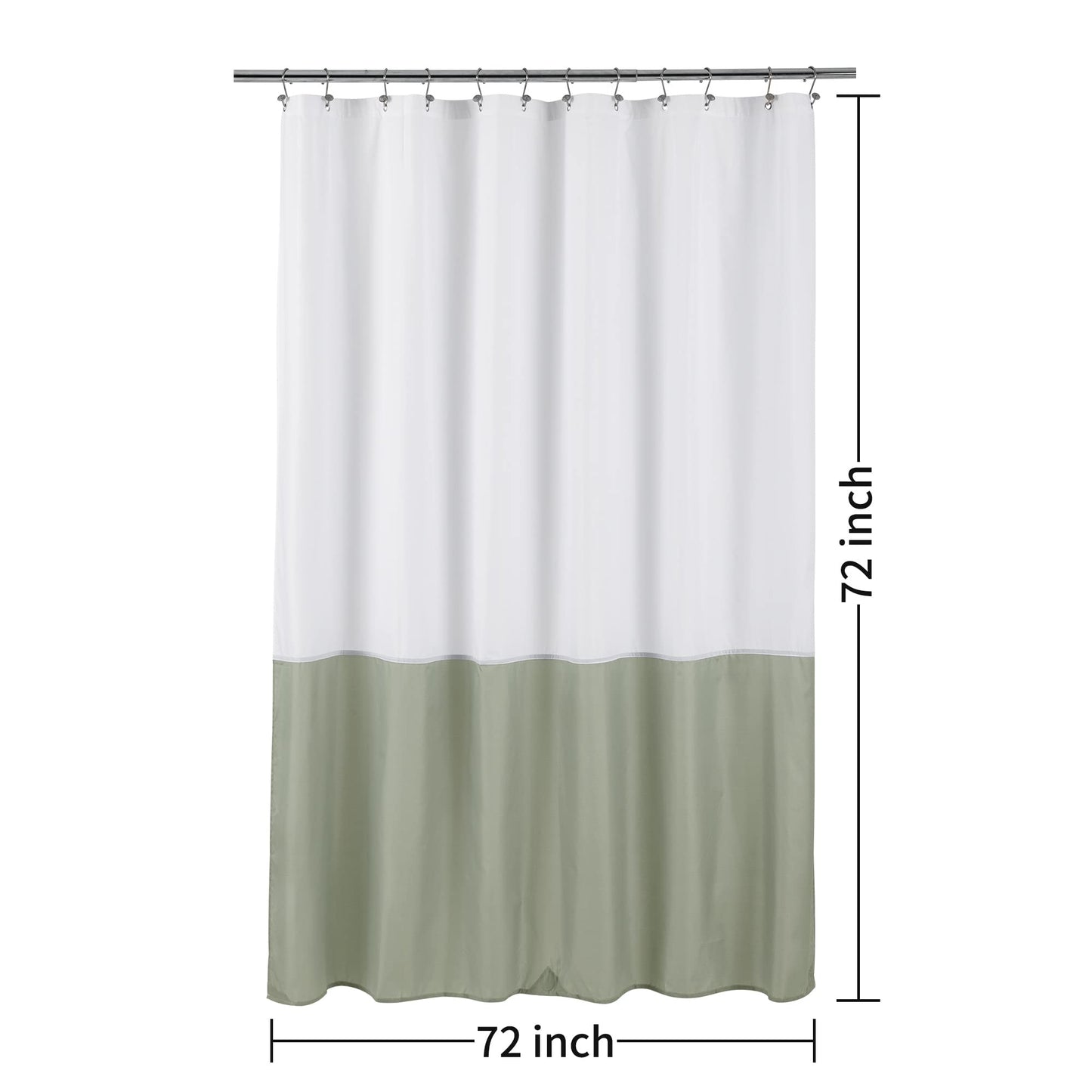 ALYVIA SPRING Waterproof Fabric Shower Curtain Liner - Soft & Light-Weight Cloth Shower Liner, 3 Bottom Magnets, Hotel Quality & Machine Washable - Standard Size 72x72, White and Sage