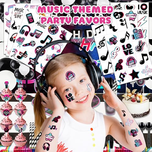 120 PCS Music Notes Temporary Tattoos for Kids