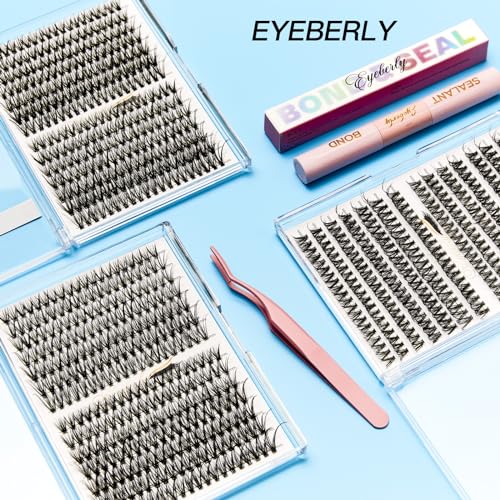 EYEBERLY Individual Lashes Extension,280Pcs 30D Lash Cluster Wispy, C curl Cluster Eyelash Extensions Large Tray Mixed Faux Mink DIY Lash Extensions (30D-0.07C-9-18mm)