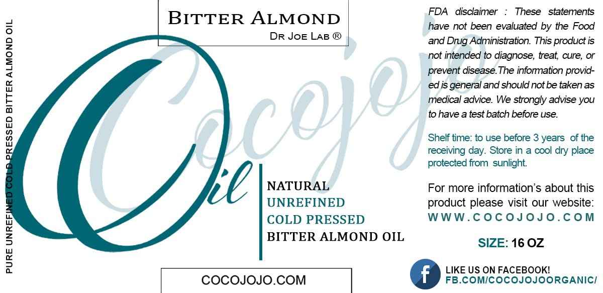 cocojojo Pure Bitter Almond 16 oz 1 pint Oil Unrefined Cold Pressed Extra Virgin All Natural Perfect for Hair Face Skin Nails
