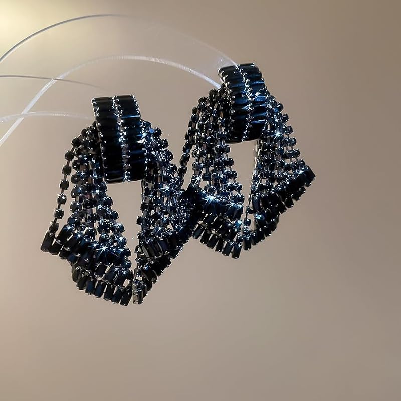 Silver Rhinestone Bow Chandelier Earrings for Women