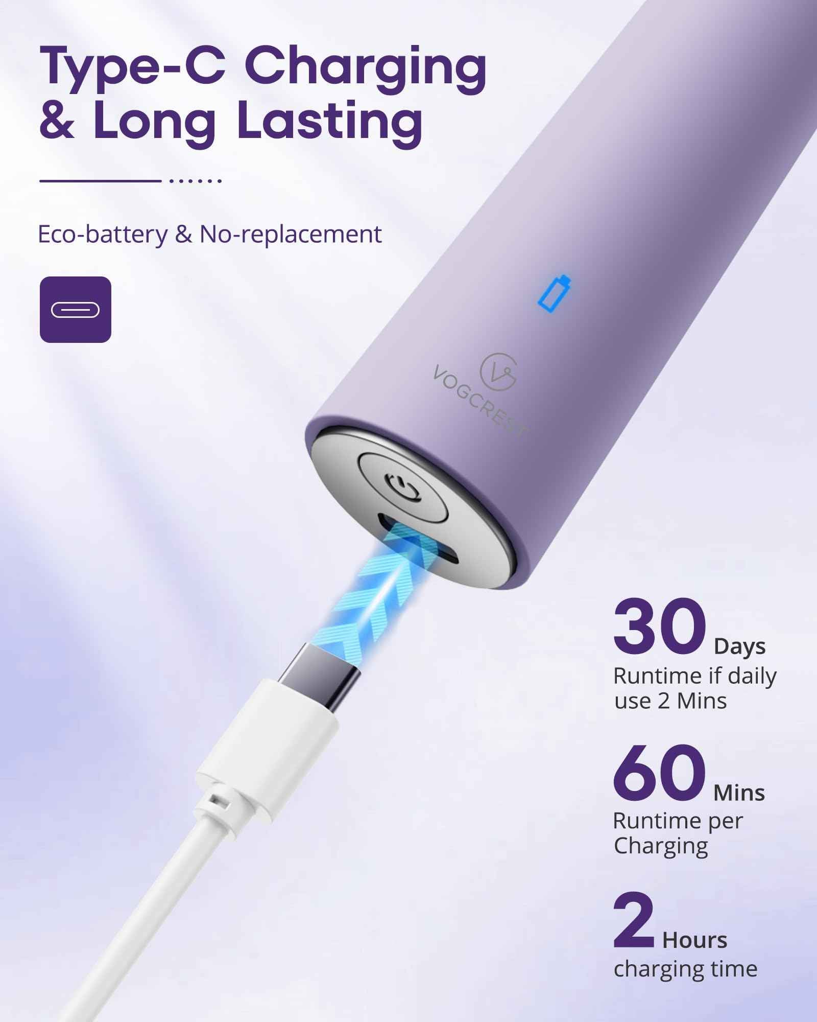 VG VOGCREST Nose Hair Trimmer for Women: Rechargeable 2 in 1 Ear Eyebrow Trimmer (Purple)