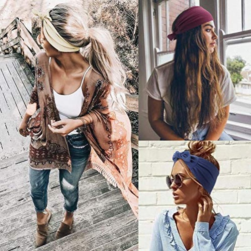 6Pc Adjustable Knotted Headbands Women Sports Workout Yoga
