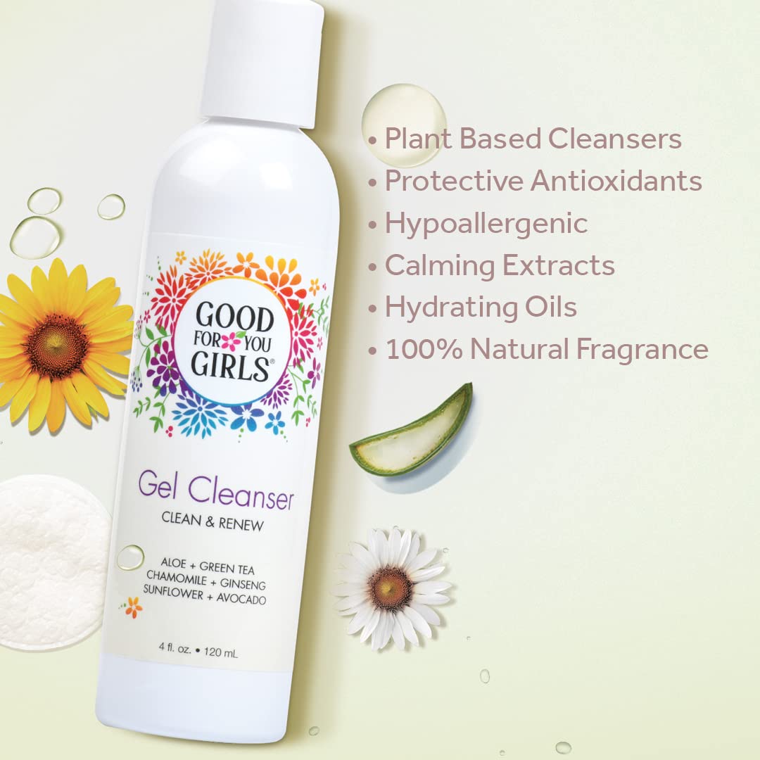 Good For You Girls Gel Facial Cleanser, Natural with Aloe, Chamomile, Green Tea, Ginseng, Vitamin E, pH Balanced, Vegan, Gluten-Free, Kids, Preteens and Teens | 4 fl oz