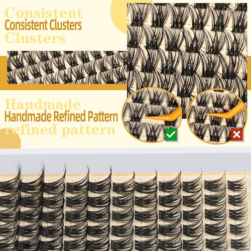 Wispy Cluster Lashes 10-18mm D Curl Kit with Bond, Glue & Tweezers