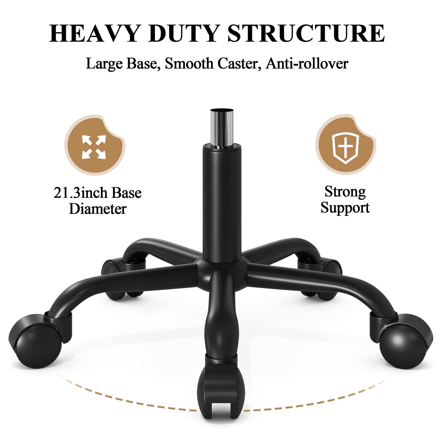 SHA CERLIN Rolling Stool with Wheels Swivel Shop Salon Chair Adjustable Drafting Massage Medical Tattoo Spa with PU Leather Cushioned, Black