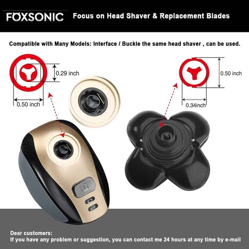 FOXSONIC 3 Pcs 5 Blades Universal Head Shaver replacement Heads for Head Shaver, Compatible mainstream shaver brands, head shaver replacement blades, Electric shaver replacement heads