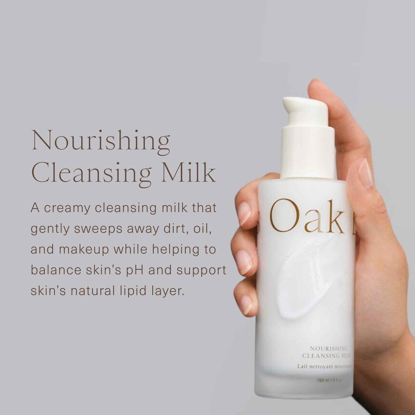 Oak Essentials Nourishing Cleansing Milk | Gentle Makeup Remover Face Wash with Oat Amino Acids, Rice Bran & Rosemary Extract, 5 Oz