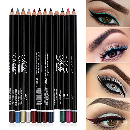12-Color Waterproof Eyeliner Pencil Set