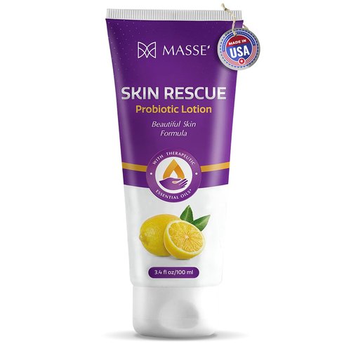 Candida Freedom Massey's Skin Rescue Probiotics Lotion - Daily lotion for Men & Women - Refreshing Lemon Scent - Non-Greasy Moisture for Smooth & Sensitive Skin - 3.4 oz