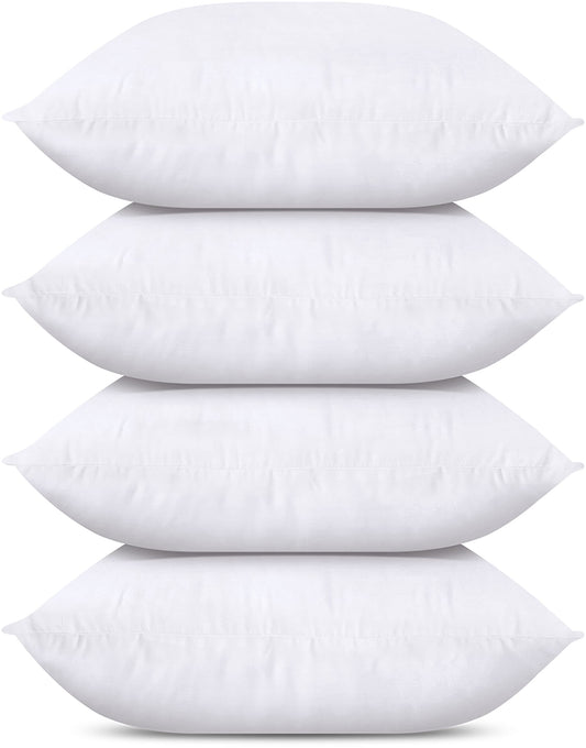 Utopia Bedding Throw Pillows (Set of 4, White), 12 x 12 Inches Pillows for Sofa, Bed and Couch Decorative Stuffer Pillows