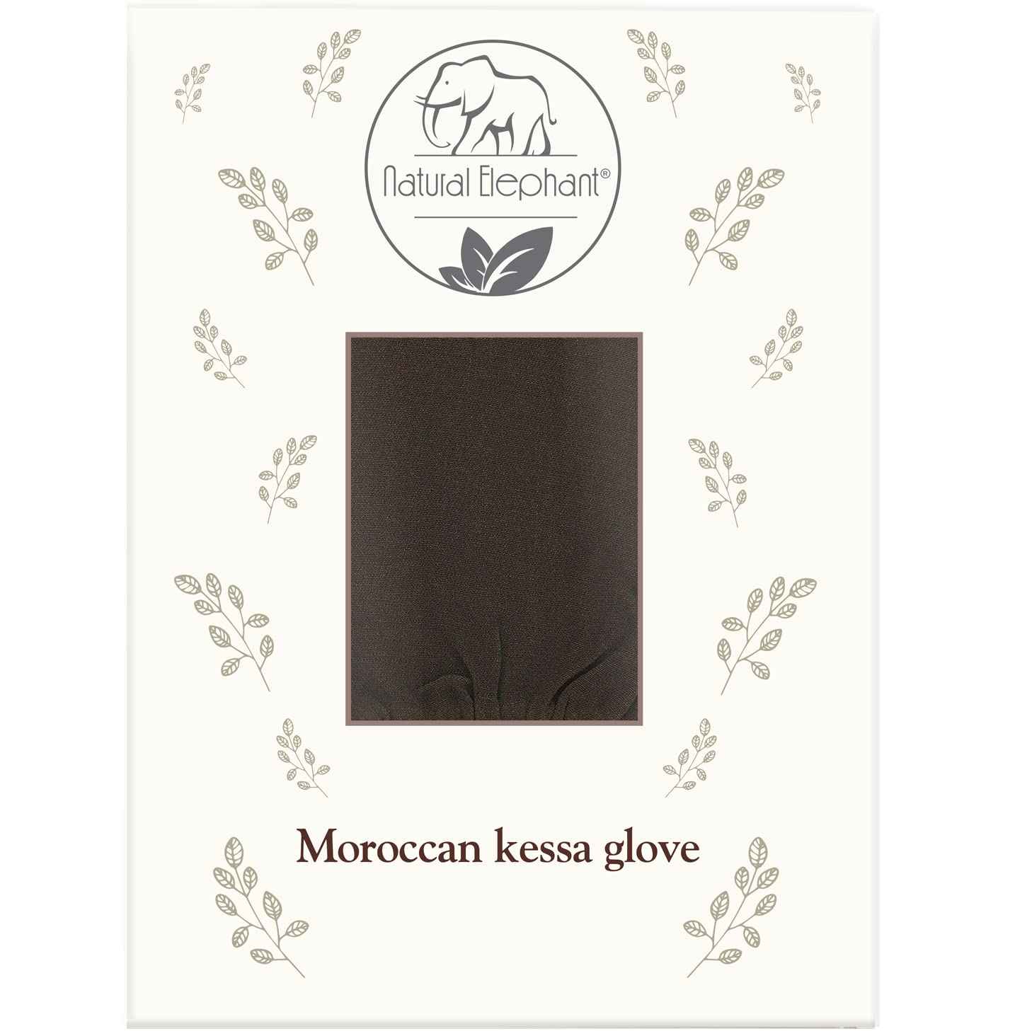 Natural Elephant Premium Kessa Hammam Glove and Moroccan Black Soap with Eucalyptus Essential Oil 200g (7oz) Combo Spa Exfoliation Kit