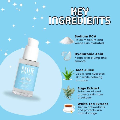 Bestie Skin Club Dew Drops Hydrating Face Serum, Hyaluronic Acid Gel with Aloe and White Tea