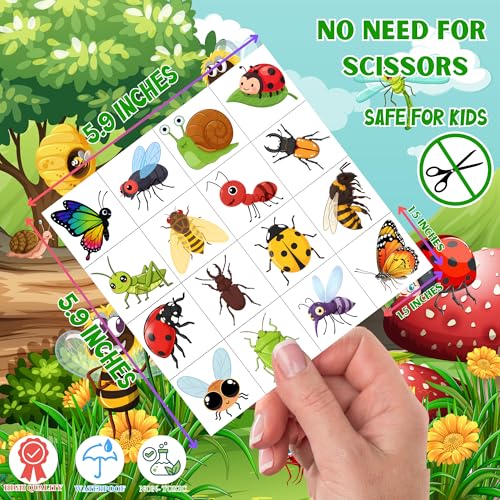 Bug Temporary Tattoos for Kids - 96 PCS Pre-Cut