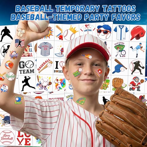 96 Baseball Temporary Tattoos - Party Favors & Classroom Prizes