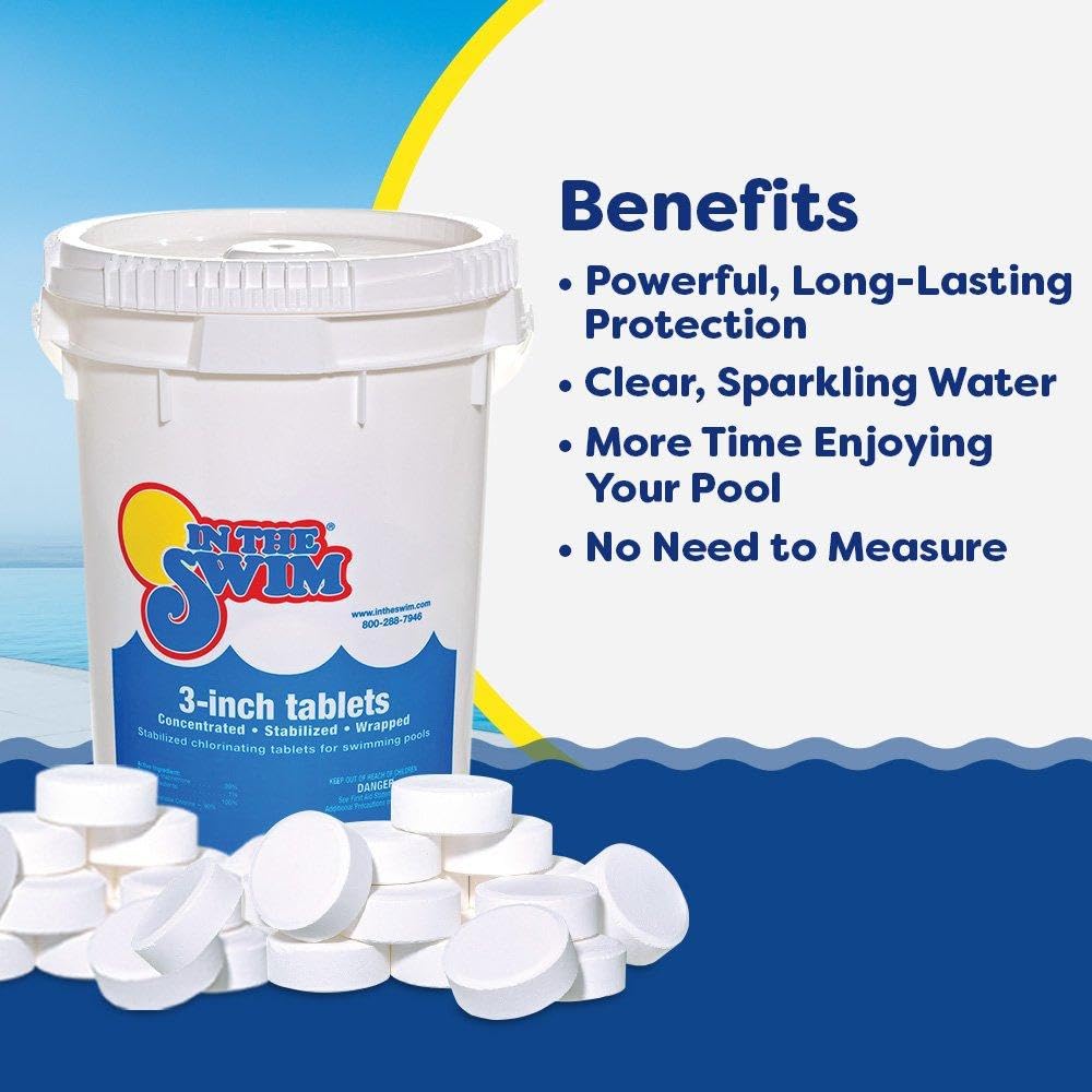 In The Swim Opening Kit and Chlorine Bundle - Pre-Measured Opening Kit for Easy Use - 10 Pound Bucket of 3-Inch Stabilized Chlorine Tablets - Inground and above Ground Pools Up to 7,500 Gallons