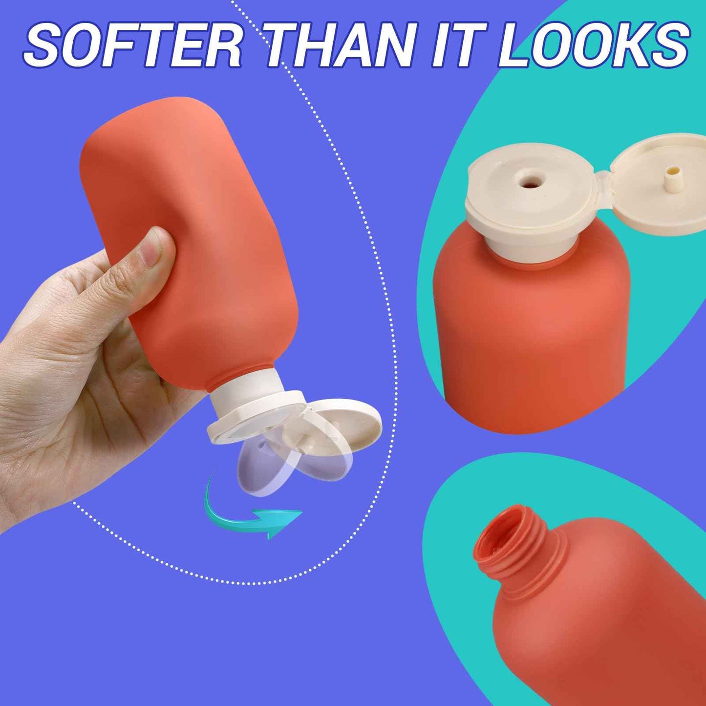 ASEVAT 6.7oz Plastic Refillable Travel Shampoo Bottles, 4 Pack, Leak Proof, Reusable, Orange/Pink/Green/Blue, Travel Size, Shampoo and Conditioner Dispenser