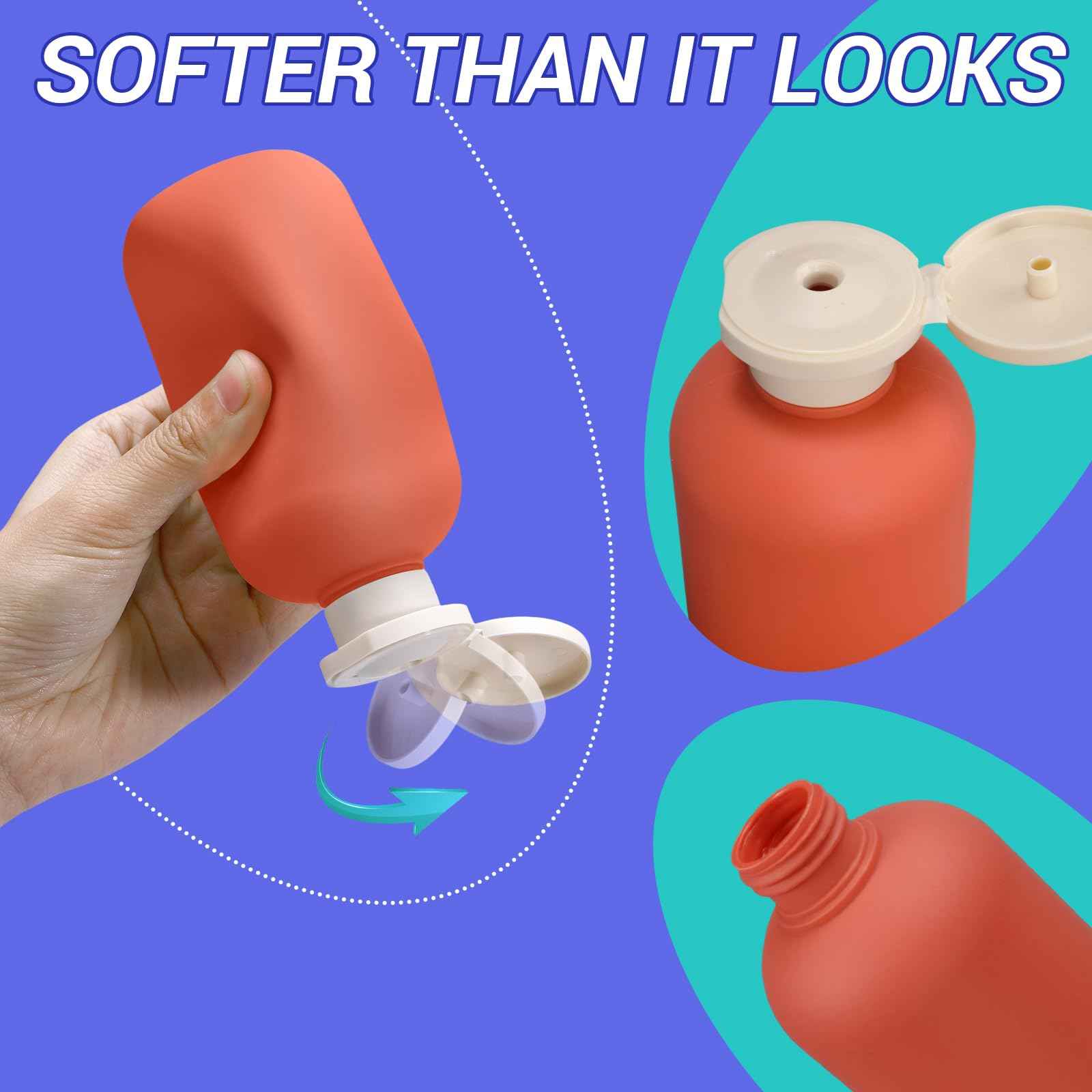 ASEVAT 6.7oz Plastic Refillable Travel Shampoo Bottles, 4 Pack, Leak Proof, Reusable, Orange/Pink/Green/Blue, Travel Size, Shampoo and Conditioner Dispenser