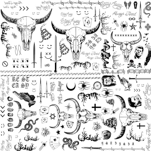 Malone Temporary Tattoos 6 Sheets, Rapper Face Tattoos