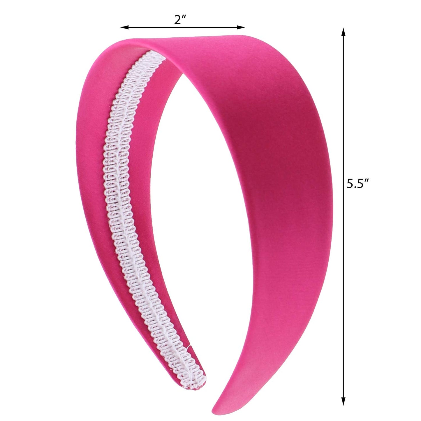 Motique Accessories Hot Pink 2 Inch Wide Satin Hard Headband with No Teeth