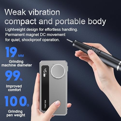 Rechargeable Nail Drill 45,000 RPM, Portable Electric Nail File for Acrylic Gel Polishing and Removal?Nail Dremel Tool for Women, Ideal for Home DIY or Salon, Pink
