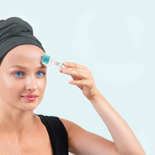 Angel Kiss Derma Roller REAL NEEDLES - 192 Microneedling Beginner Stainless Steel Needle & Advanced 5 Titanium Needle Combination Micro Needle Roller 0.3mm - w/Storage Case