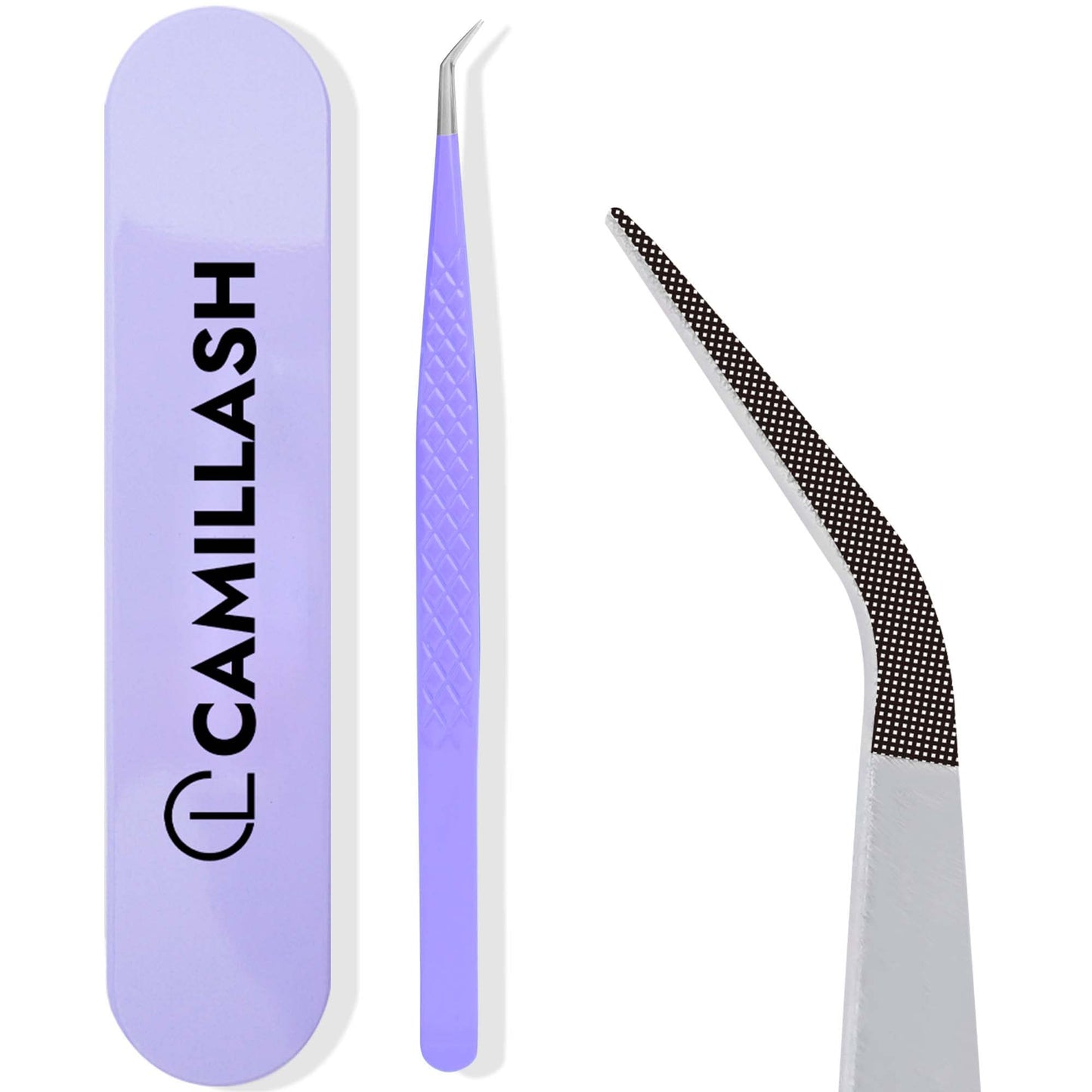Fiber Tip Lash Tweezers For Eyelash Extension Tweezers Professional Artist Tech Work Kit Tools,Best Volume Eyelash Lashes Extensions Purple Tweezers Precision Supplies (Isolation)