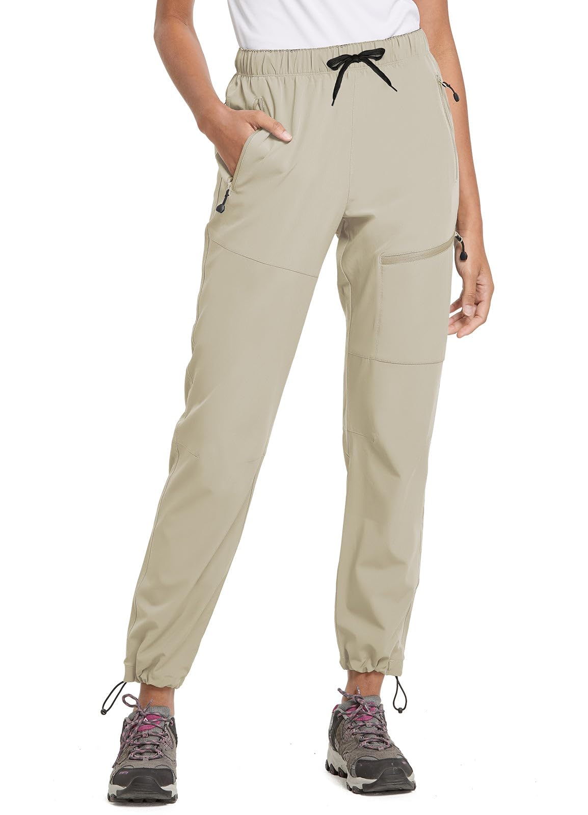 BALEAF Women's Hiking Pants Lightweight Quick Dry Water Resistant Cargo Pants 31'' Inseam for All Seasons Suntan Size XS