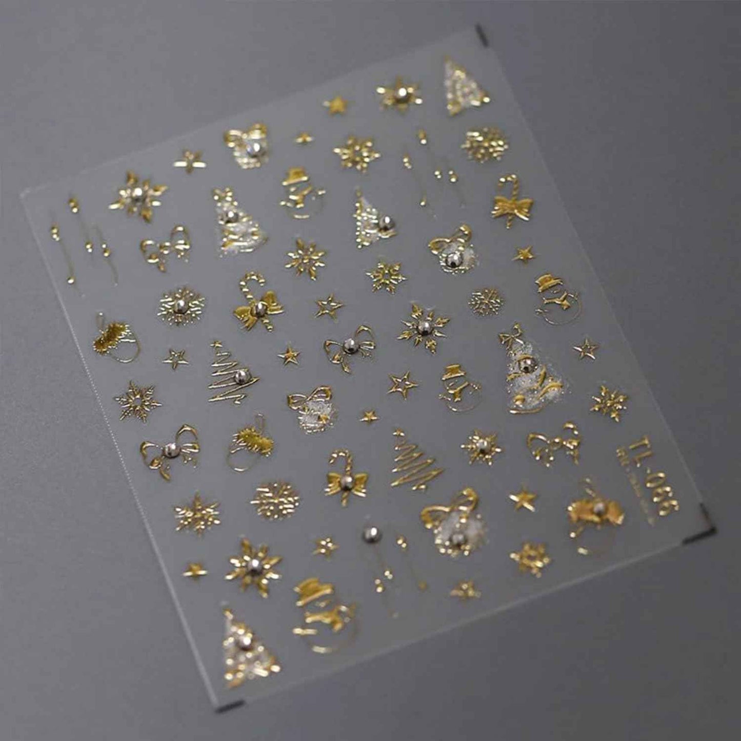 Christmas Nail Stickers Gold Nail Art Stickers Snowflake Snowman Nail Decals with Rhinestones Design Xmas Tree Bow Star Nails Art Decals 5D Embossed Winter Nails Decoration for Women