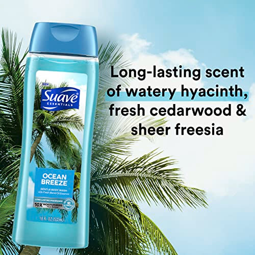Suave Essentials Gentle Body Wash Ocean Breeze With a Fresh Oil Blend Essence Infused with Vitamin E & Algae Extract 18 oz