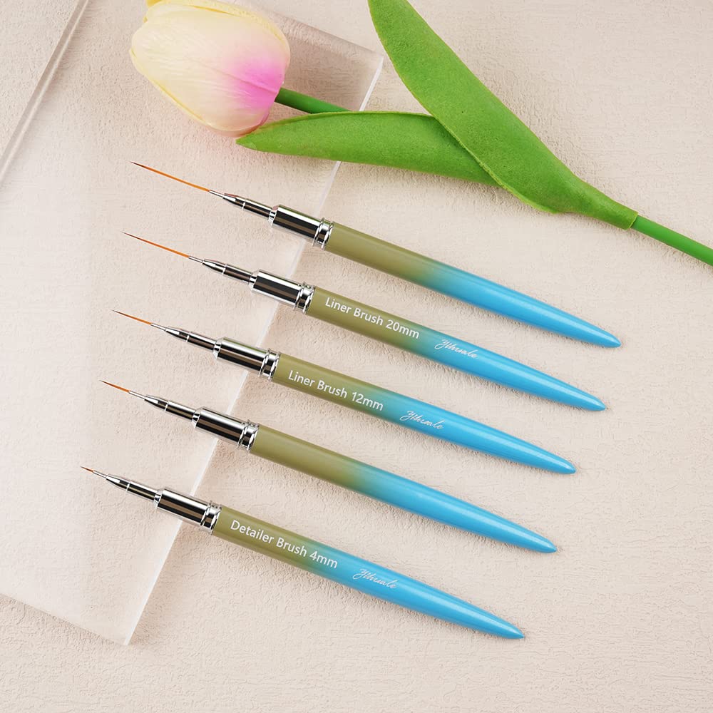 Nail Art Brushes Set, YIHUALE Nail Art Design Pen Painting Tools Nail Liner Brush for Home DIY Manicure and Professional Nail Salon (Blue and green)