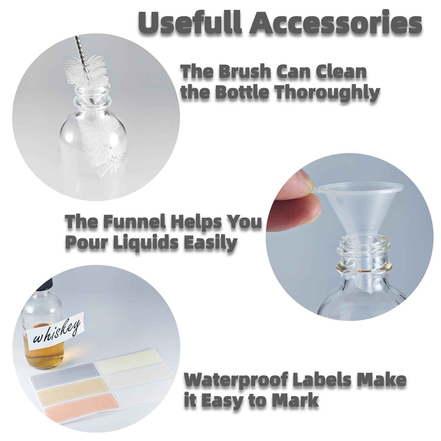 Zkupanx 6 Pack 2oz Small Clear Glass Bottles with Lids, Leak-proof 60mL Shot Bottles with Caps for Wellness, Ginger, Essential Oils, Liquids, Potion, Juice, Personal Care & Beauty