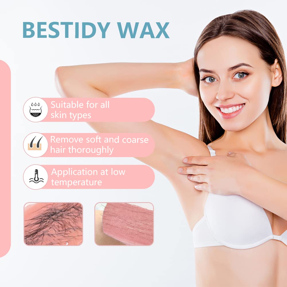 Bestidy Wax Bead, Waxing beans for Hair Removal, Women Men, Home Waxing for All Body and Brazilian Bikini Areas (Pink-500g)