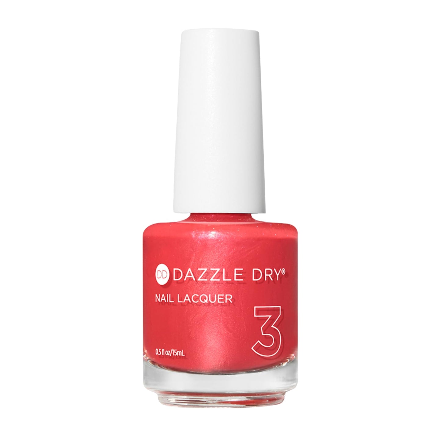 Dazzle Dry Nail Lacquer (Step 3) - Poolside Pink - A deep coral pink-red. Semi-sheer shimmer. (0.5 fl oz)