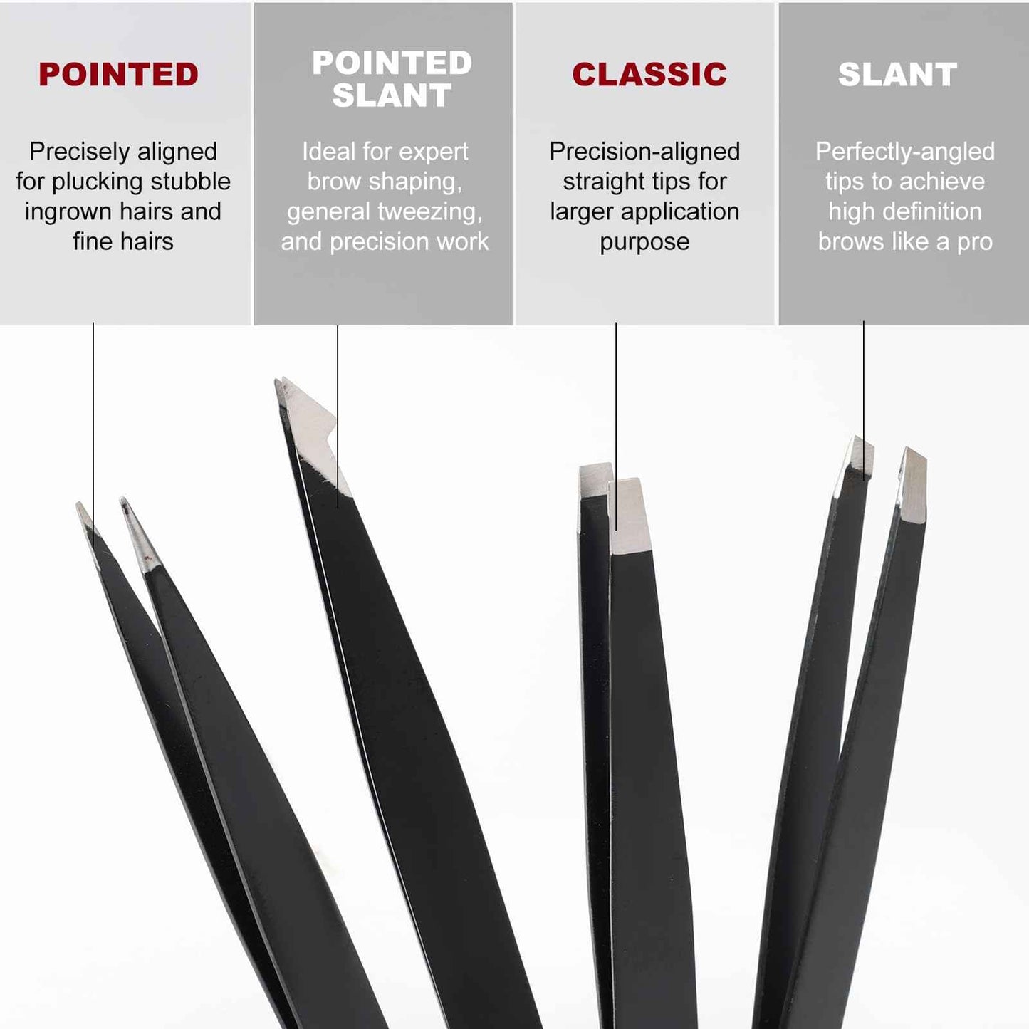 5-Pack Stainless Steel Tweezers Set for Women with Curved Scissors, Great Precision for Facial Hair Removal and Splinter Removal, Stocking Stuffer for Women