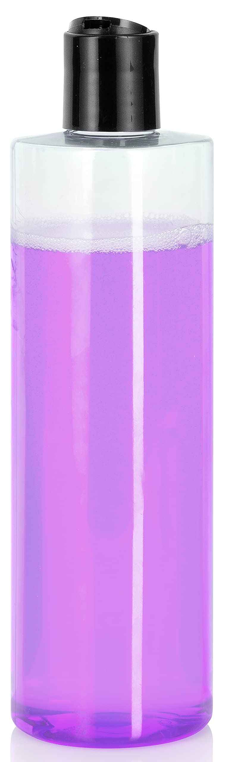 JUVITUS (12 pack) 16 oz Clear Cylinder PET Plastic Bottles with Disc Cap Lid