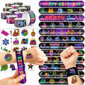 Cherisnowy 72 PCS Neon Party Favors Set - 48 Tattoos & 24 Slap Bracelets