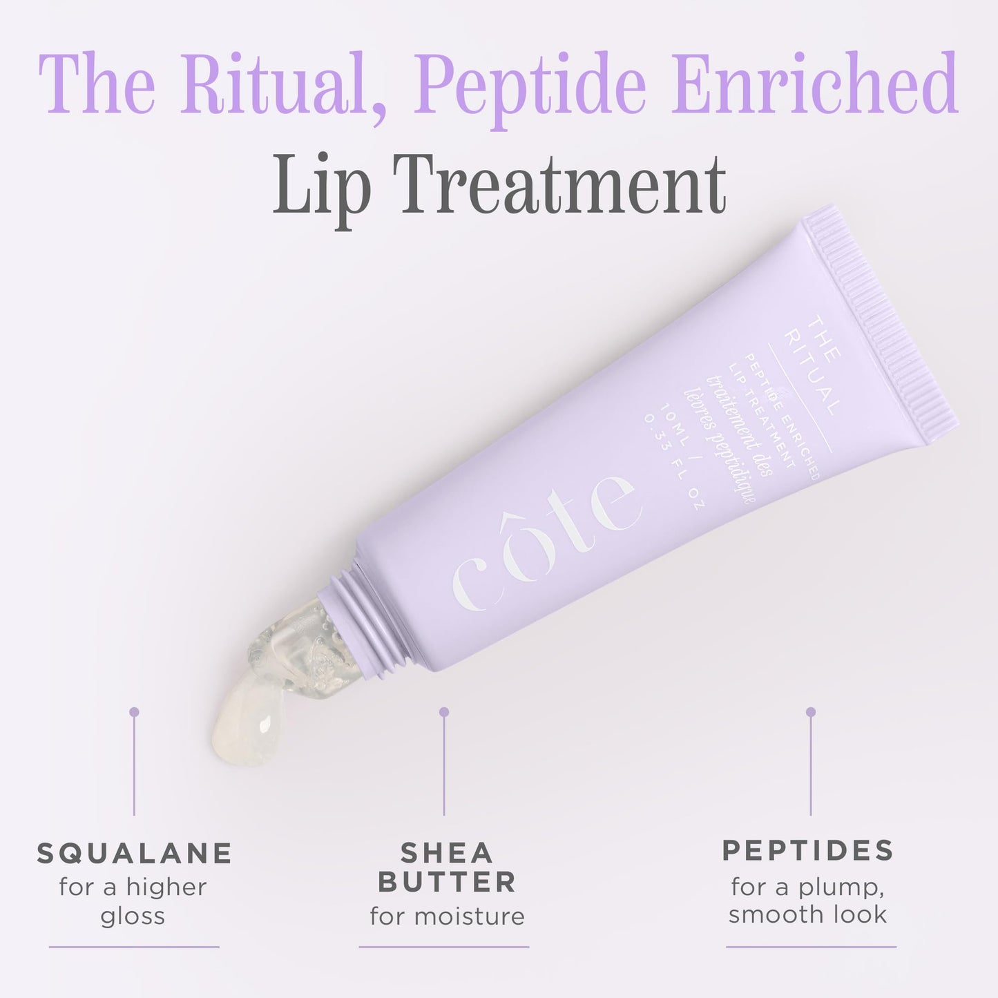 Cote Beauty’s The Ritual Lip Moisturizer for Women with Peptides, Shea Butter & Cocoa Butter for Soft & Supple Lips, Softens, and Soothes, Vegan & Cruelty-Free, 0.33 Fl Oz