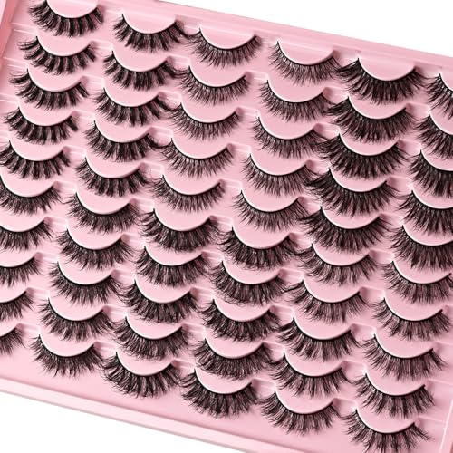 FARRED Lashes Natural False Eyelashes 6 Styles Wispy Strip Lash Pack 30 Pairs Cat Eye Fake Mink Eyelash Strips Short Fluffy Wispies Easy Lashes for Beginners Eye Lash Natural Looking for Daily Makeup