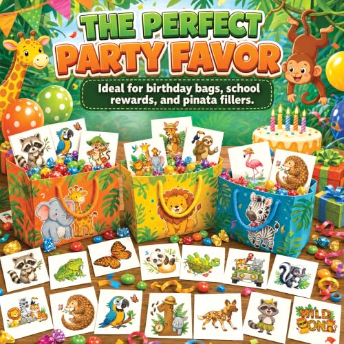 96 PCS Wild Animals Temporary Tattoos for Kids